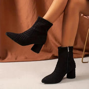 Jackie - Sculpted Block Heel Pointed Toe Ankle Boots
