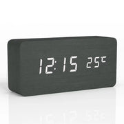 Digital Alarm Clock - Wooden LED Display with Silent Operation