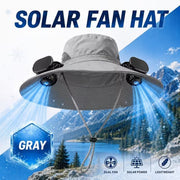 Solar Cooling Hat - Dual Fan Wide Brim Design