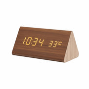 Wooden Digital Alarm Clock - Voice-Activated LED Display