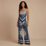 Hailey - Square Neck Women's Wide Leg Pants Set