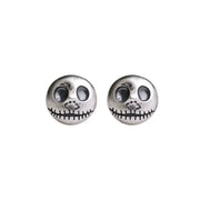 Halloween Pumpkin Earrings - Sterling Silver Skull Accent Studs