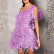 Nevaeh - Sequin A-Line Fringe Cocktail Dress