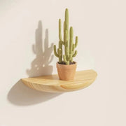 Floating Wall Shelf - Half-Round Natural Wood Display