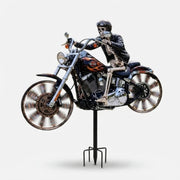 Skeleton Wind Spinner - Motorcycle Rider Ground Stake Decoration