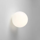 Modern frosted glass globe LED wall sconce mounted on a wall