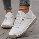 Women's lace-up walking sneakers with ankle design and flat sole