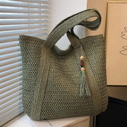 Raffia Bag - Woven Tassel Shoulder Tote