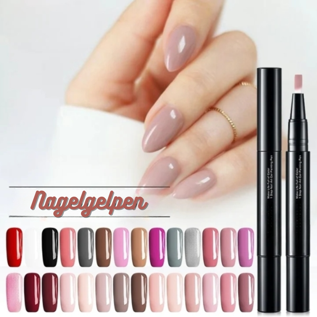 Precision nail art gel painting pen with colorful nail design examples