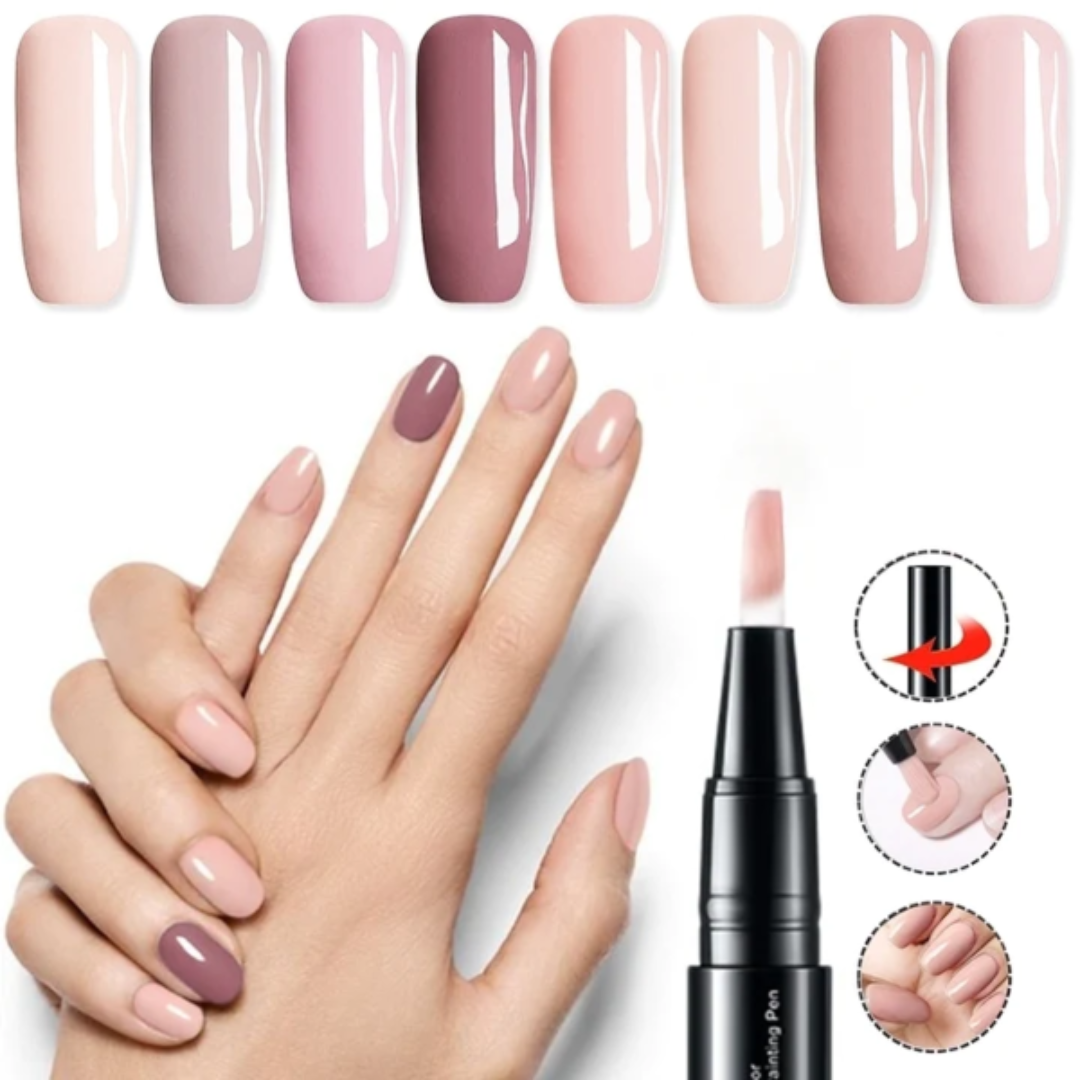 Precision nail art gel painting pen with colorful nail design examples