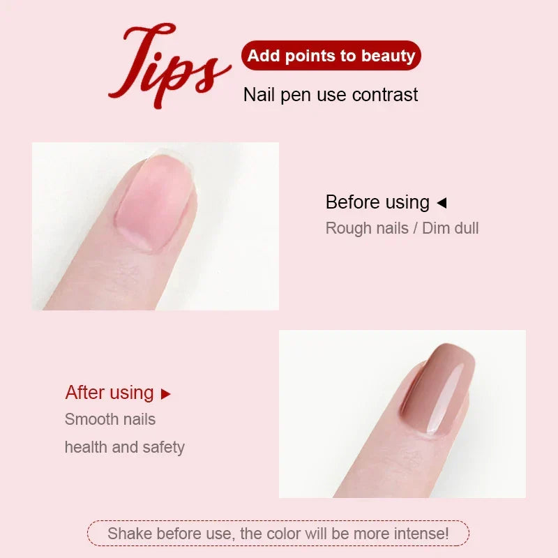 Precision nail art gel painting pen with colorful nail design examples