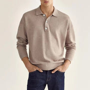 Men's Knit Polo Sweater Structured Collar Cotton Blend