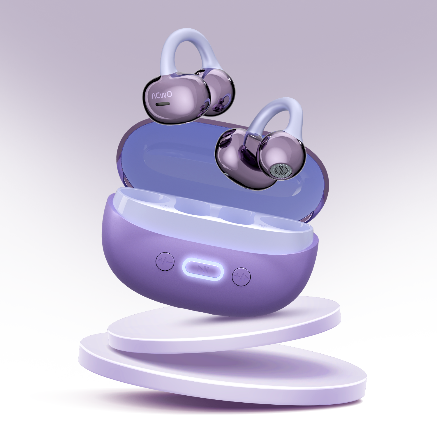 DwOTS Flow 2 true wireless earbuds with ear hooks and charging case