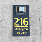 Personalized rectangular house number plaque with raised metallic lettering
