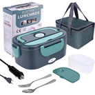 1.5L electric lunch box food warmer with carry bag, utensils, and power cords
