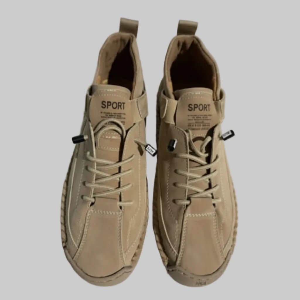 Women's lace-up walking sneakers with ankle design and flat sole