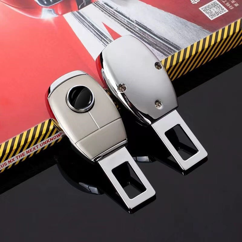 BeltLock car seat belt extender connected to a vehicle seat belt buckle