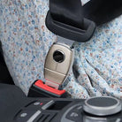BeltLock car seat belt extender connected to a vehicle seat belt buckle