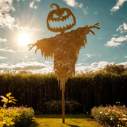 Pumpkin Scarecrow Decoration - Rustic Metal Halloween Garden Décor