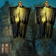 Glowing Skull Decorations - Automatic Dusk LED Halloween Hanging Décor