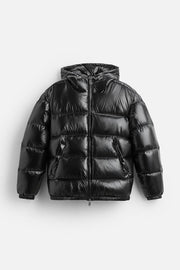 Unisex Hooded Puffer Down Jacket, Quilted, Full-Zip