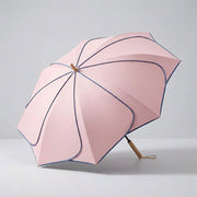 Women's Floral Umbrella - Petal Canopy Wooden Handle Design