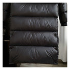 Women's black long hooded quilted puffer winter jacket