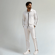 Men's Cotton Blend Tracksuit Set Zip Front Two-Piece