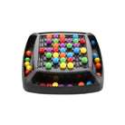 Black screen-free strategy board game with colorful round game pieces