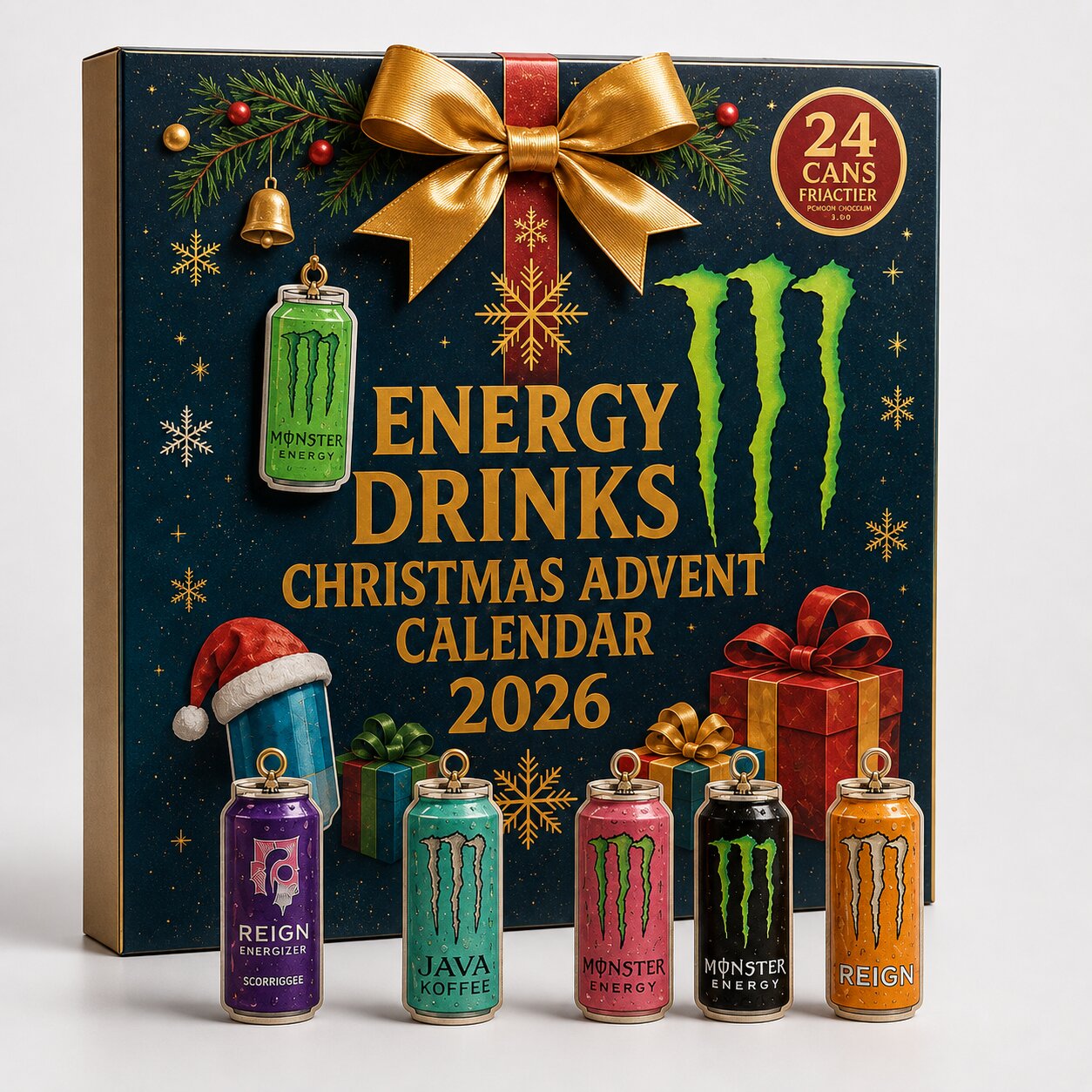 Black 2026 Christmas energy drink advent calendar with 24 cans
