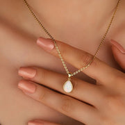 Thalia – 18K Gold Plated Natural Opal Drop Pendant Necklace