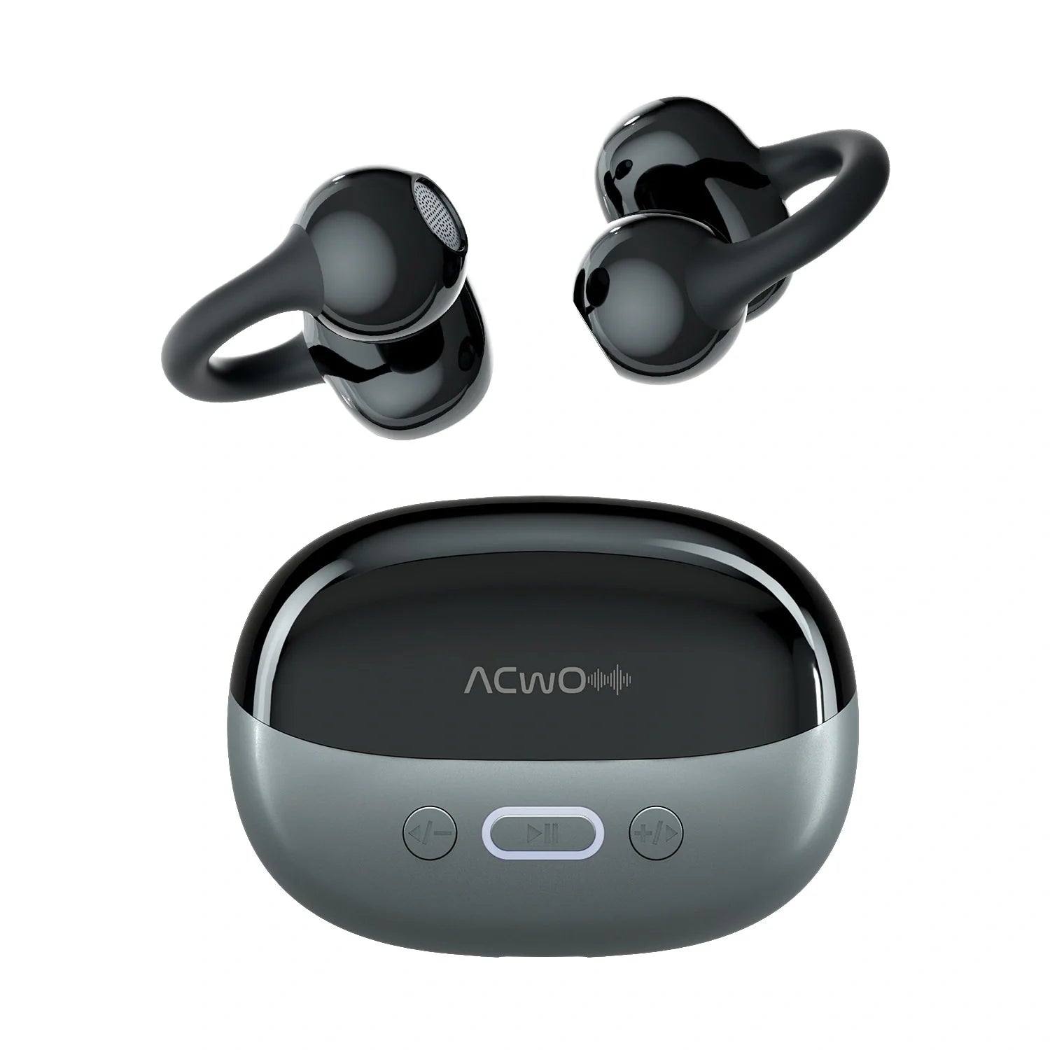 DwOTS Flow 2 true wireless earbuds with ear hooks and charging case