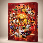 Red football advent calendar with 24 numbered doors and soccer player graphics