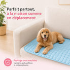 Quilted dog cooling mat with rounded corners