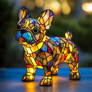Stained Glass Dog Table Lamp – Handmade Tiffany-Style Decorative Light