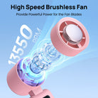 Portable handheld turbo fan with dual fan heads, digital display, and wearable neck strap