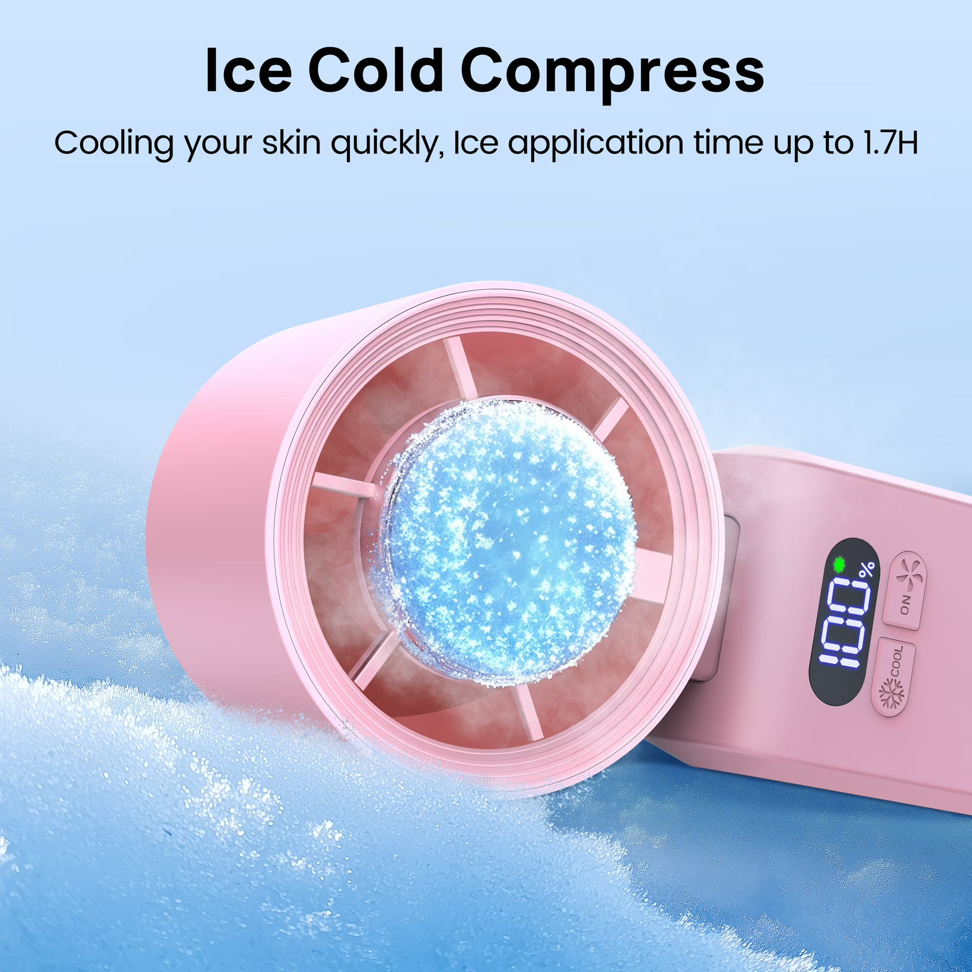 Portable handheld turbo fan with dual fan heads, digital display, and wearable neck strap