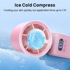 Portable handheld turbo fan with dual fan heads, digital display, and wearable neck strap