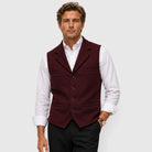 Men's herringbone vest with lapels, button front and welt-style pockets