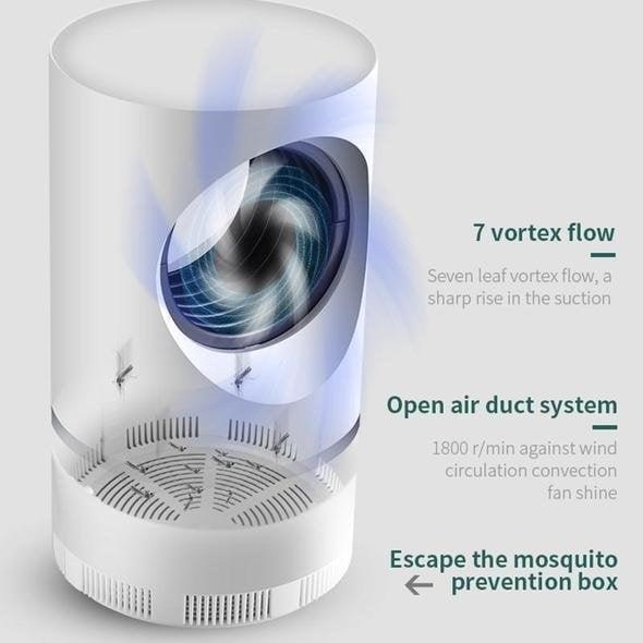 White cylindrical UV light insect trap for mosquitoes and flies