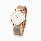 Elara minimalist analog wristwatch with textured mesh band
