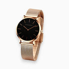 Elara minimalist analog wristwatch with textured mesh band