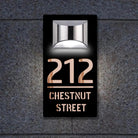 Personalized rectangular house number plaque with raised metallic lettering